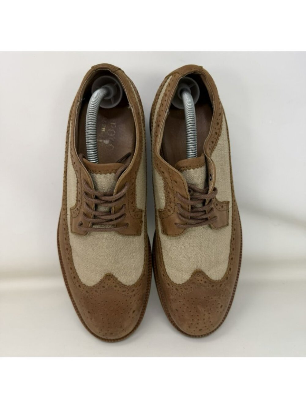Polo Ralph Lauren Torrington Wingtip Oxford Shoes Brown Beige Men’s Size 999 - Picture 5 of 6